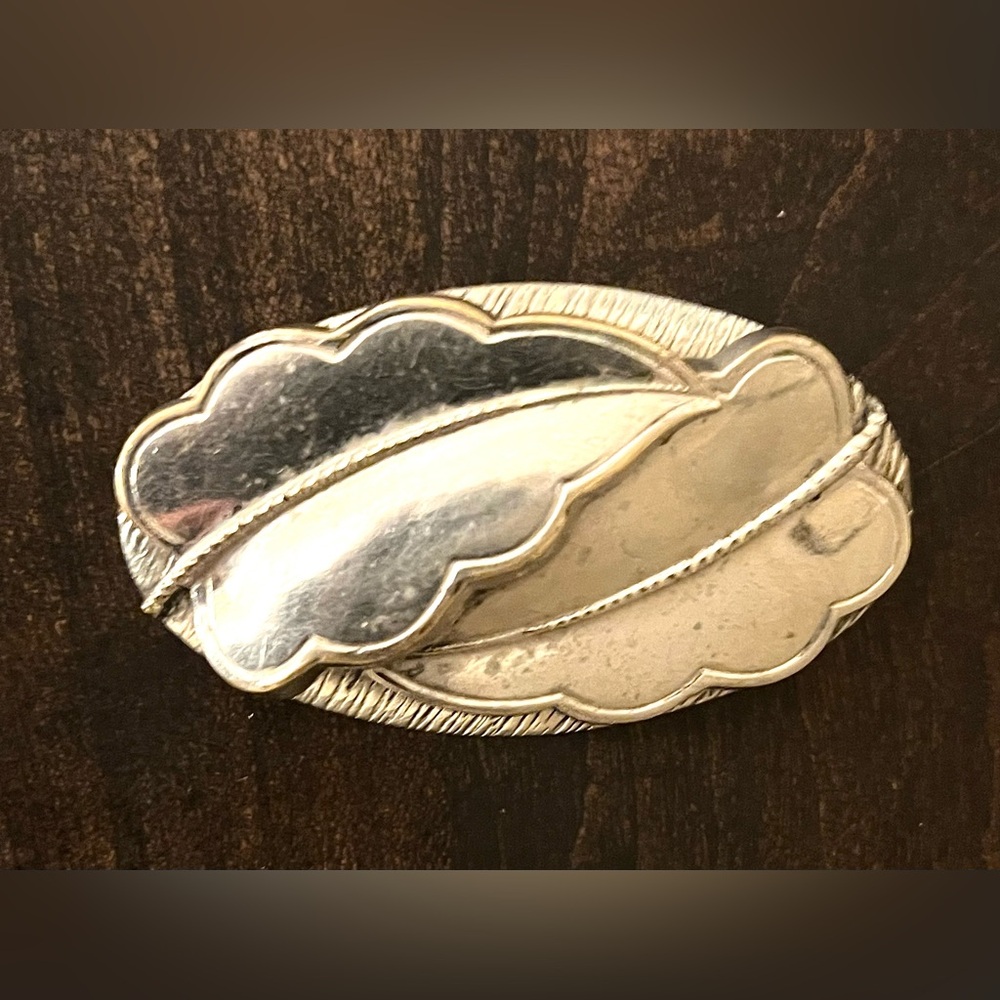 Vintage 1960s Double Leaf Silver-Tone Brooch
